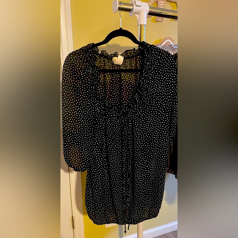 Cow Neck Pock-a-dot Blouse